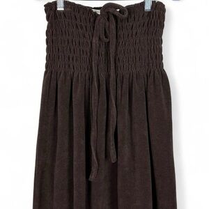 Brown midi babydoll terry cloth beach dress